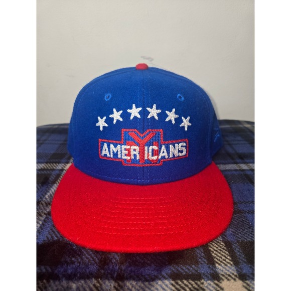 New Era Other - New Era NHL New York Americans Fitted Hat Blue Red Size 7 3/4 Vintage